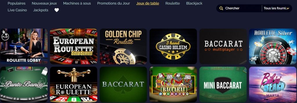 Jeux de table MonteCryptos Casino Jeux de table