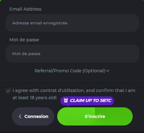Inscription Inscription au BC.Game Casino