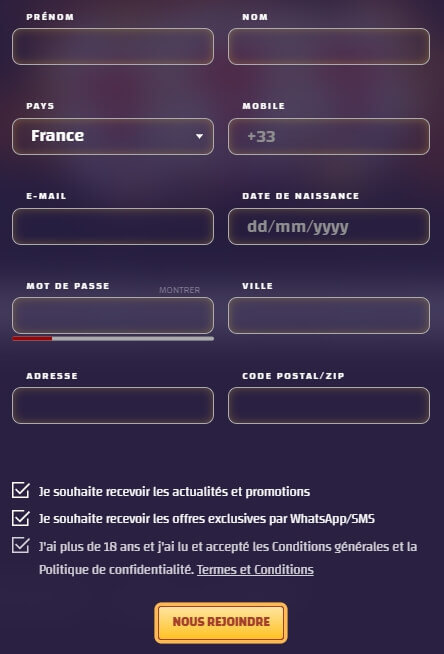 Inscription Inscription au Play Regal Casino