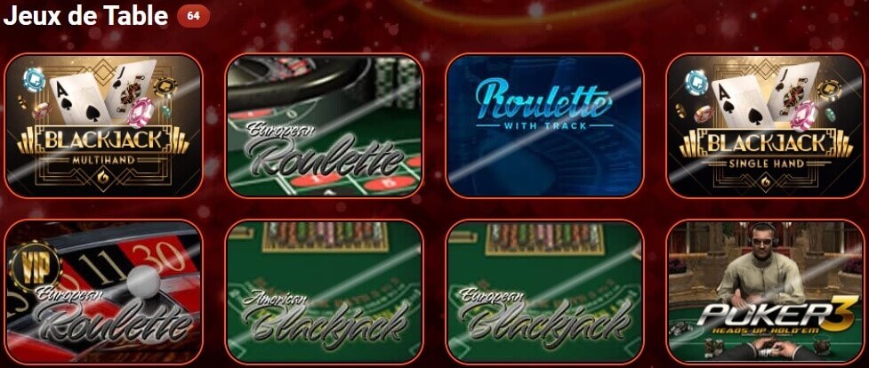 Jeux de table Playzax Casino Jeux de table