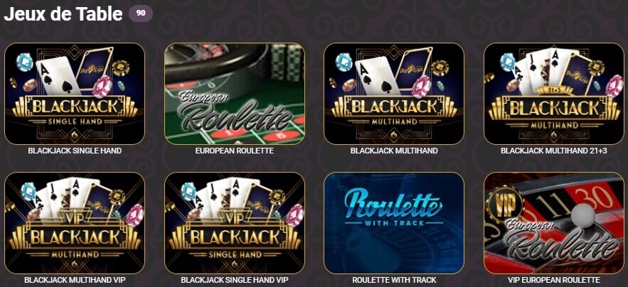 Jeux de table Play Regal Casino Jeux de table