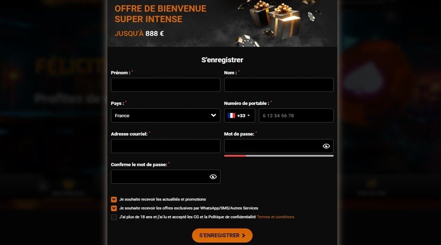 Inscription Casino Intense Inscription