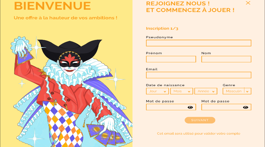 Inscription Arlequin Casino Inscription