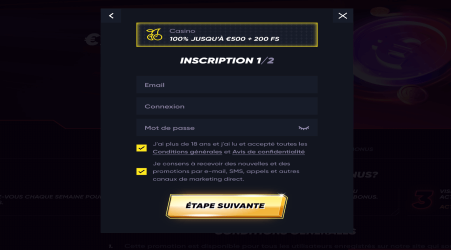 Inscription QuickWin Casino Inscription