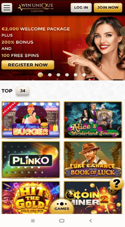 Win Unique Casino sur mobile