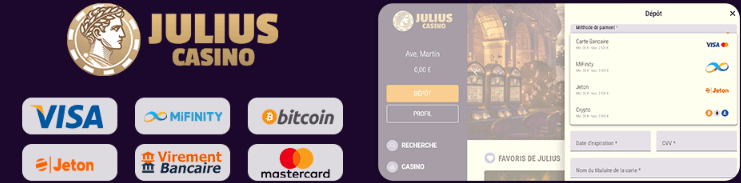 Moyens de paiement Julius Casino Moyens de paiement